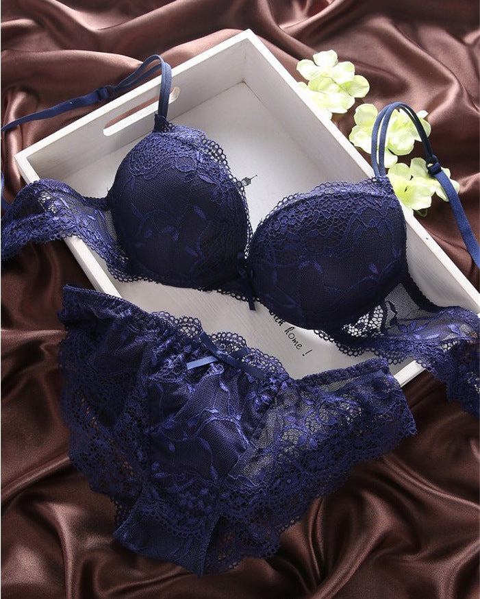 Bow Famous Sexy Full Lace Transparent Lingerie Sets
