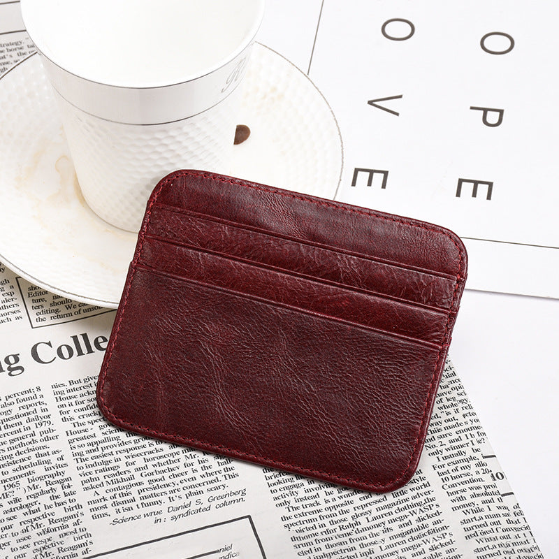 Women's & Men's Oil Wax Leather Mini Lightweight Handmade Retro Card Holder