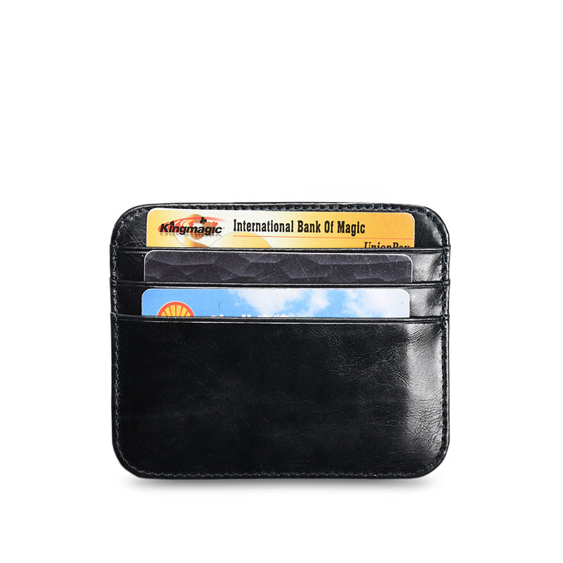 Women's & Men's Oil Wax Leather Mini Lightweight Handmade Retro Card Holder