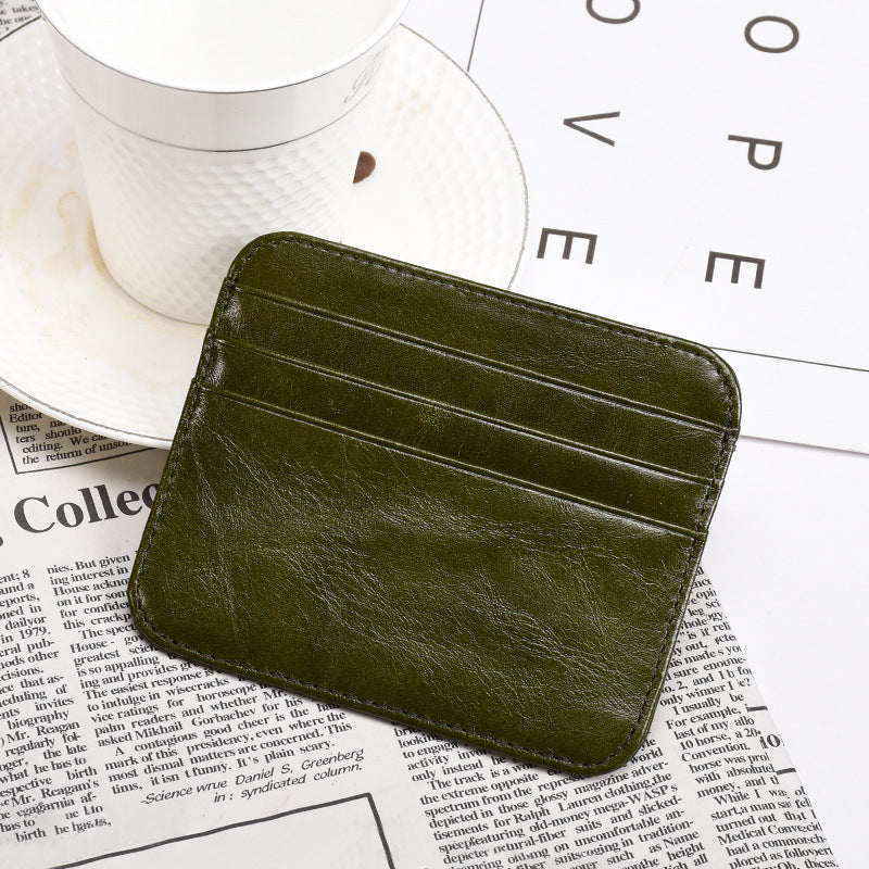 Women's & Men's Oil Wax Leather Mini Lightweight Handmade Retro Card Holder
