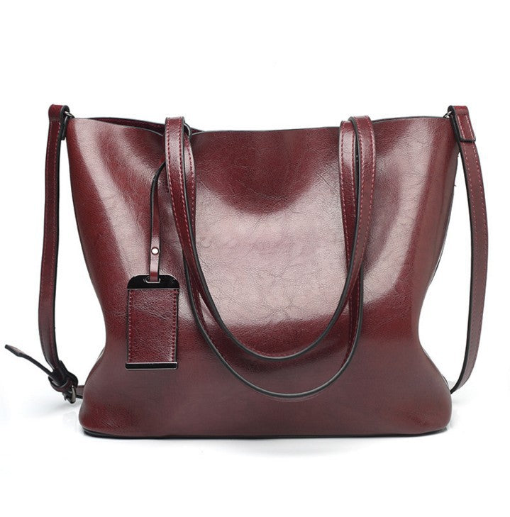 Women's Fashion Vintage Oil Leather Large Handbags