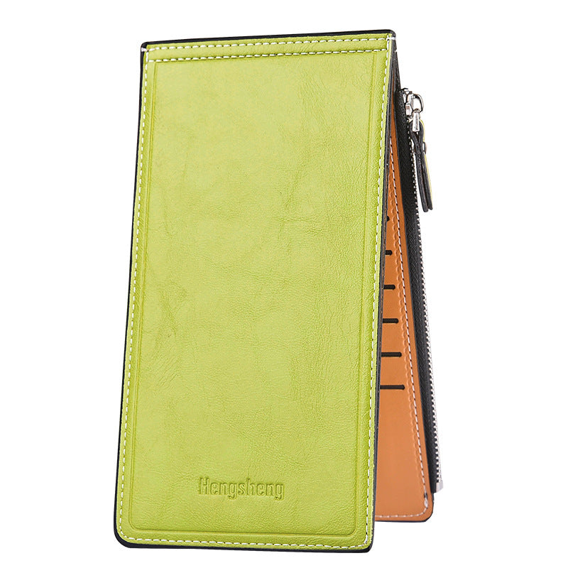 Women's Oil Wax Leather Multi Female Thin Ladies Wallet