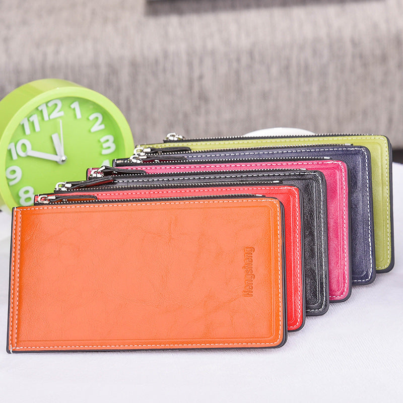 Women's Oil Wax Leather Multi Female Thin Ladies Wallet