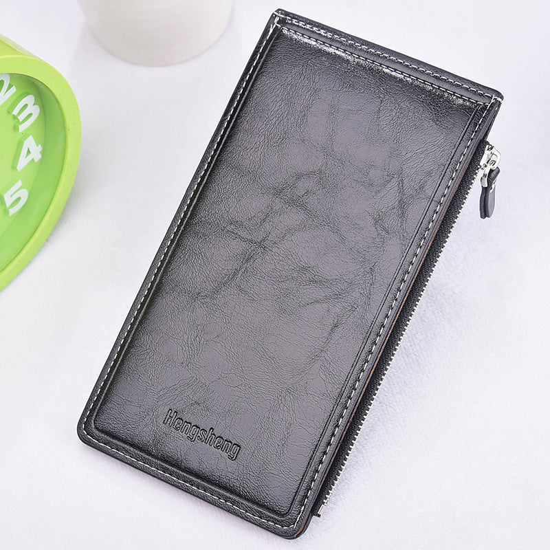 Women's Oil Wax Leather Multi Female Thin Ladies Wallet
