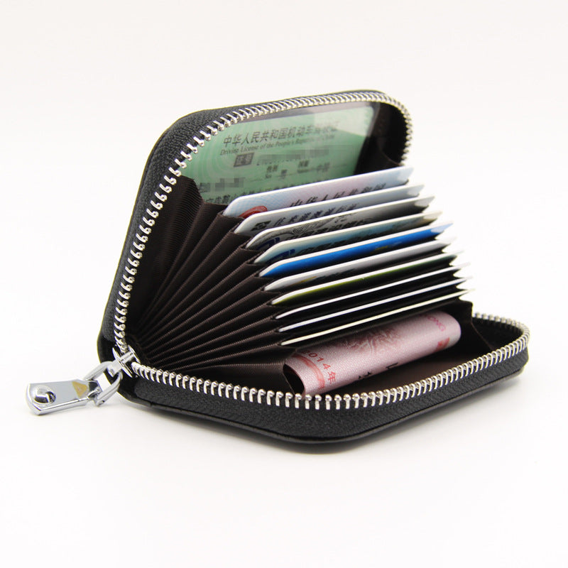 Women's & Men's First Layer Cowhide Expanding Multiple Slots Large Card Holder
