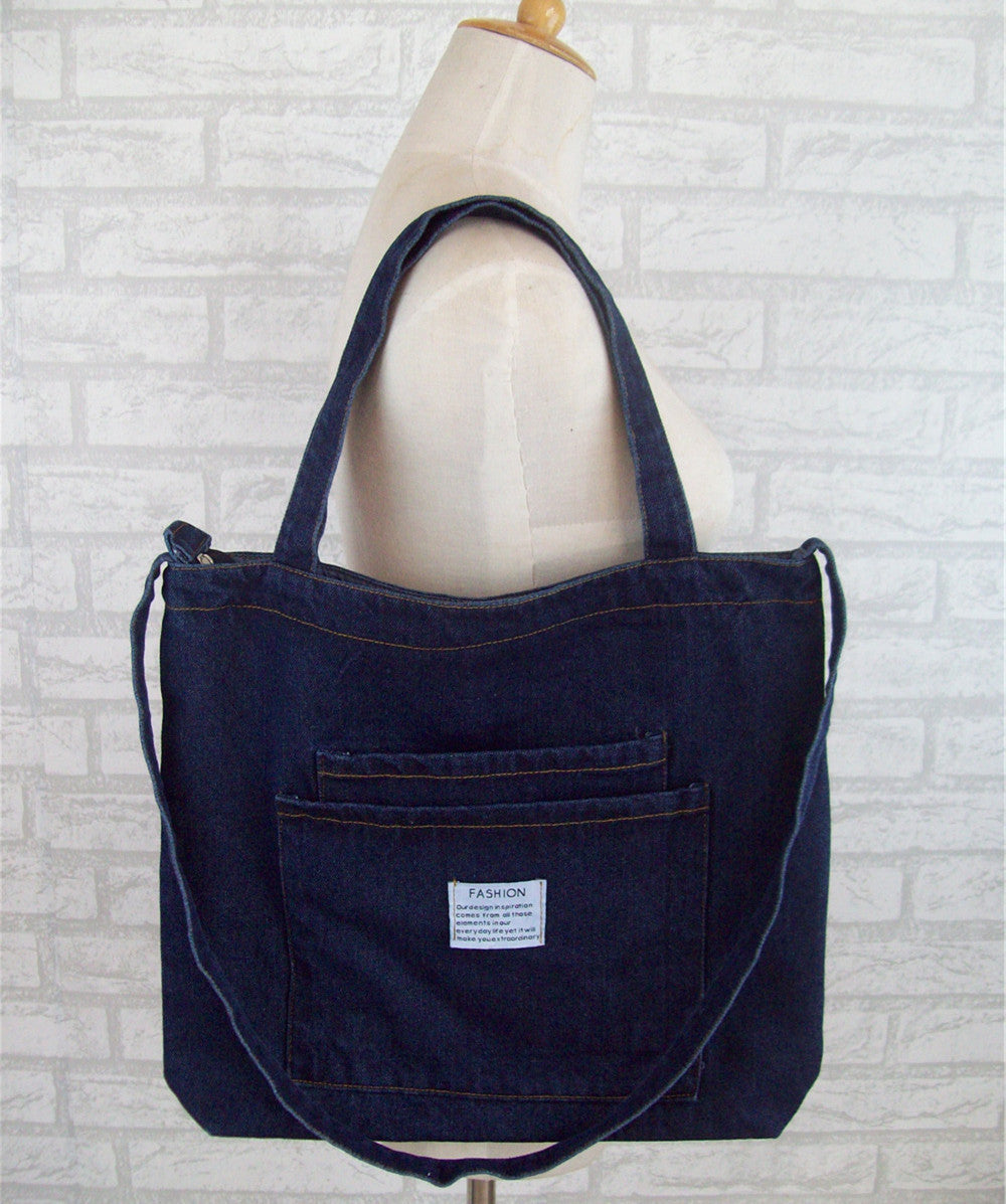Style Jean Canvas Denim Large Shopping Mom Women's Messenger Bag