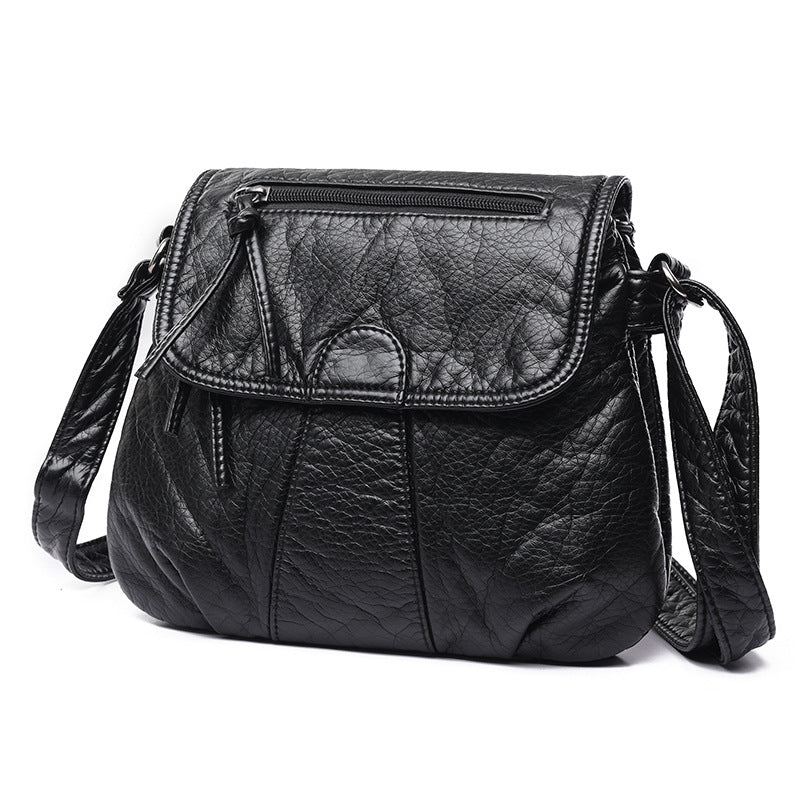 Elegant Women's Fashion Washed Soft Leather Shoulder Bags