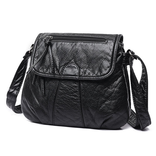 Elegant Women's Fashion Washed Soft Leather Shoulder Bags
