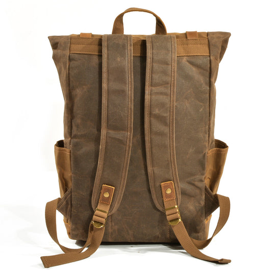 Men's Cloth Oil Wax Leisure Large Capacity Waterproof Backpacks