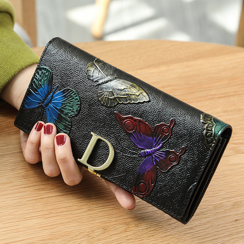 Genuine Leather Long Retro Ethnic Style Ladies Wallets