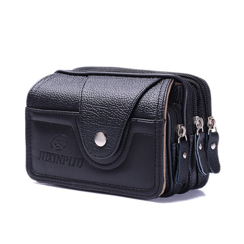 Men's Business Horizontal Mobile Leather Waterproof Multifunctional Men's Waist Packs