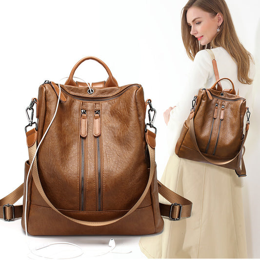 Women's Korean Soft Leather Simple Fashion Backpacks
