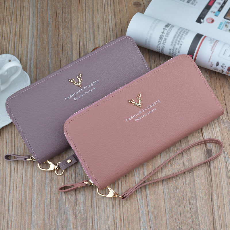 Women's Long Large Capacity Zipper Fashion Simple Lychee Ladies Wallets