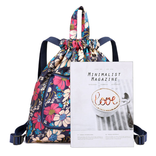 Women's Drawstring Simple Waterproof Folding Buggy Backpacks