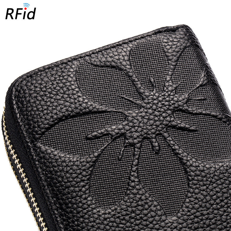 Women's Double Zipper Leather Large Capacity Long Top Ladies Wallets