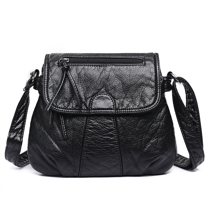 Elegant Women's Fashion Washed Soft Leather Shoulder Bags