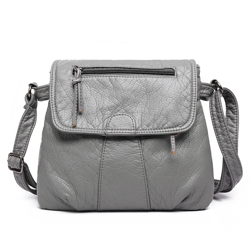 Elegant Women's Fashion Washed Soft Leather Shoulder Bags