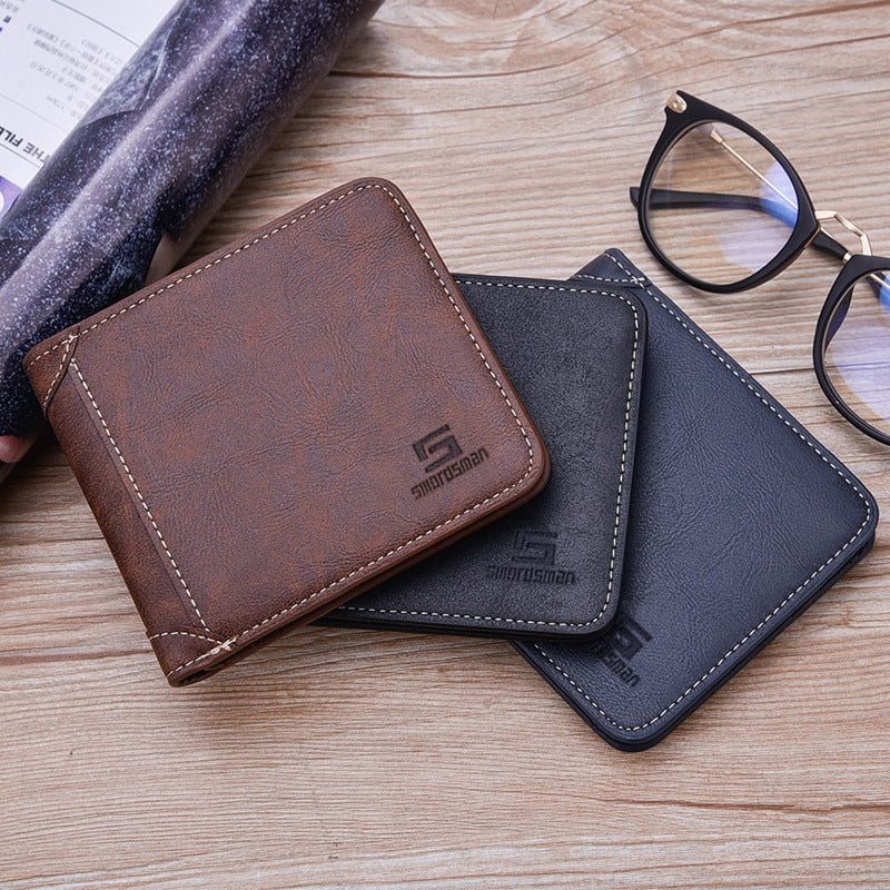 Men's Vintage Simplicity Green Tri Fold Short Card Holder