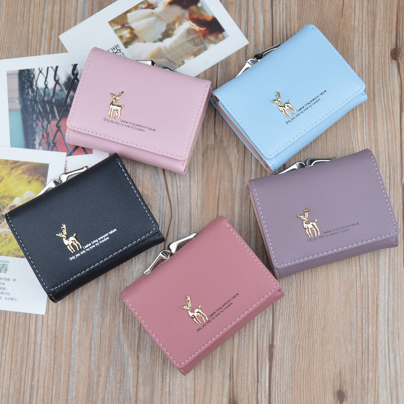 Women's Short Female Korean Style Fashion Folding Large Capacity Ladies Wallet