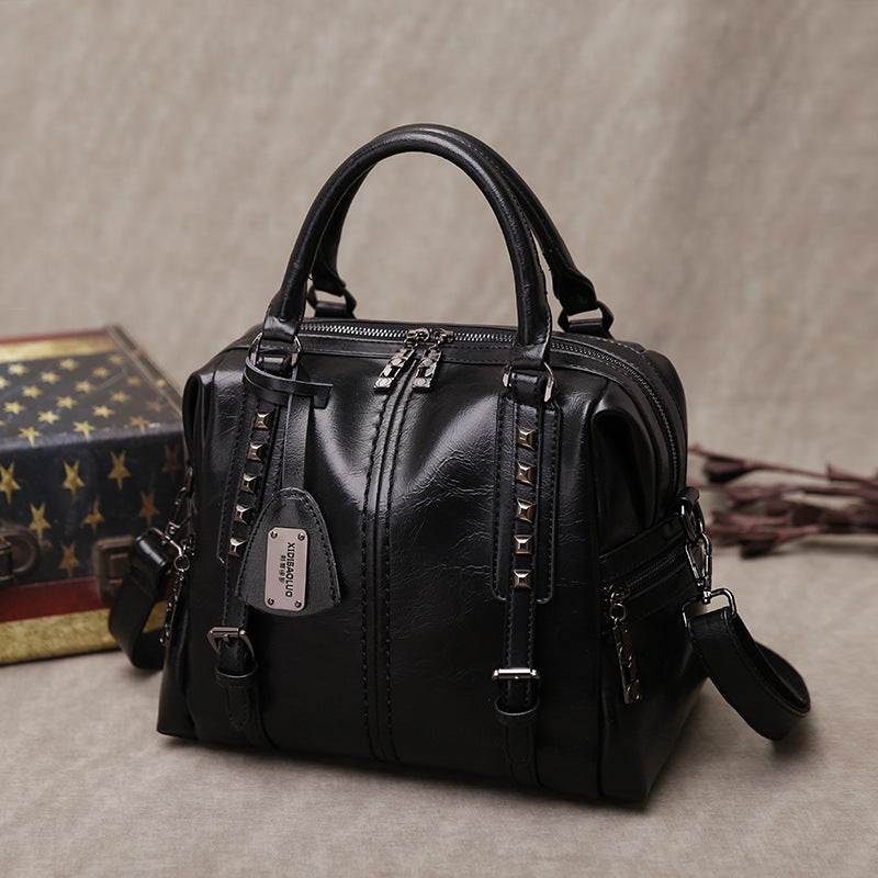 Women's Oil Wax Retro Portable Fashion Handbags