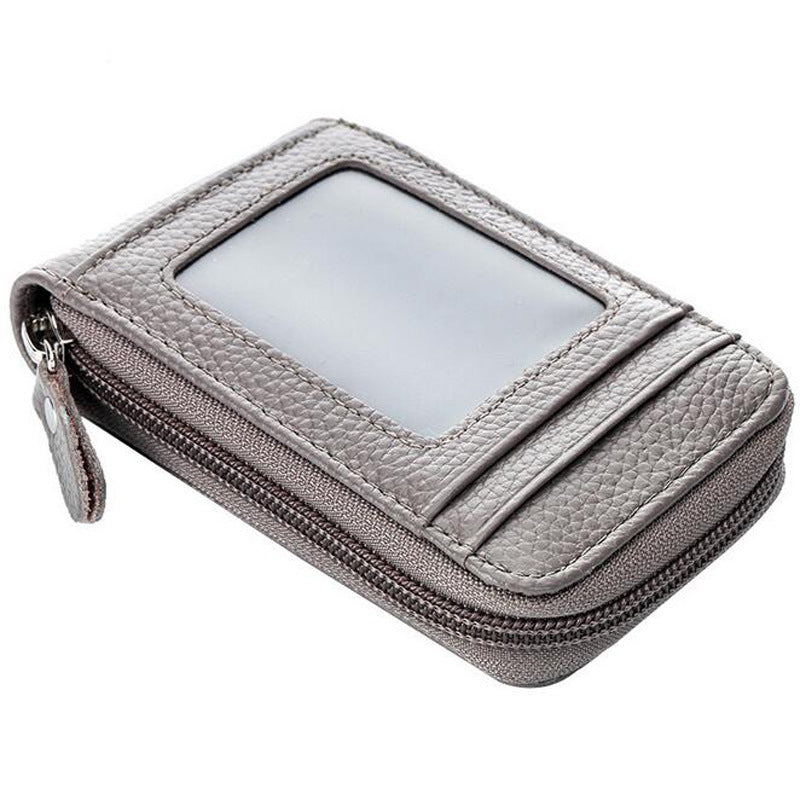 Women's & Men's & First Layer Cowhide Expanding Clamp Genuine Leather Multiple Card Holder