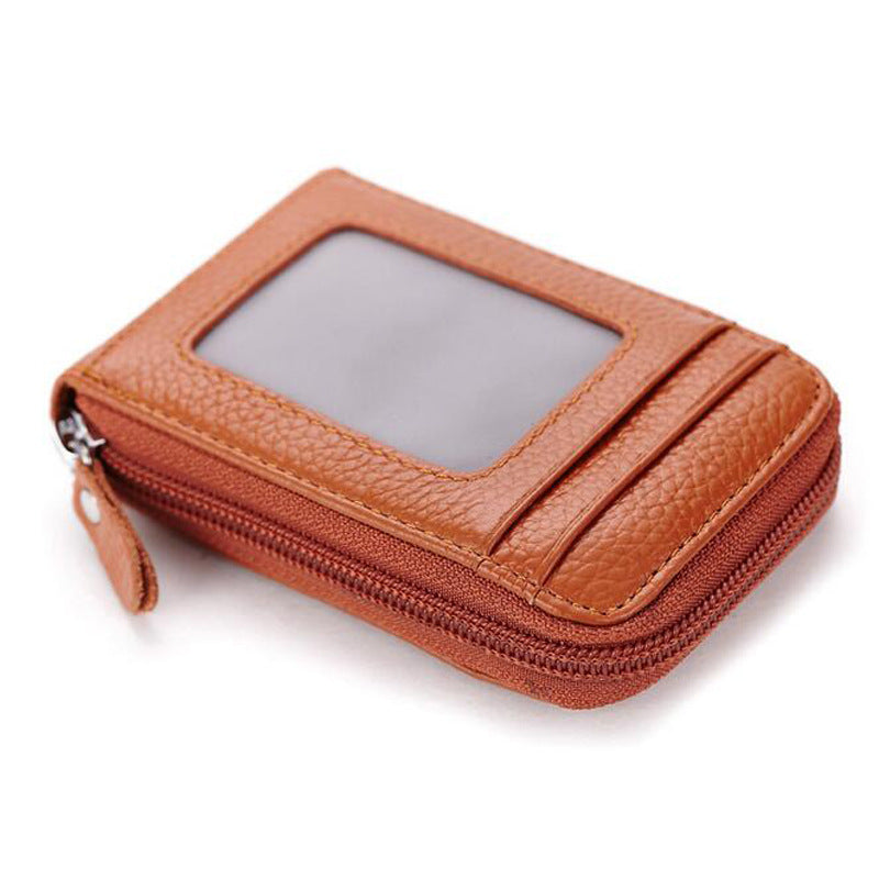 Women's & Men's & First Layer Cowhide Expanding Clamp Genuine Leather Multiple Card Holder