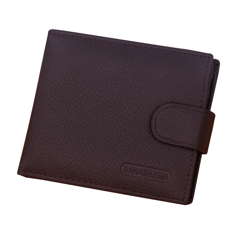 Leather For Man Short Retro Horizontal Zipper Purses
