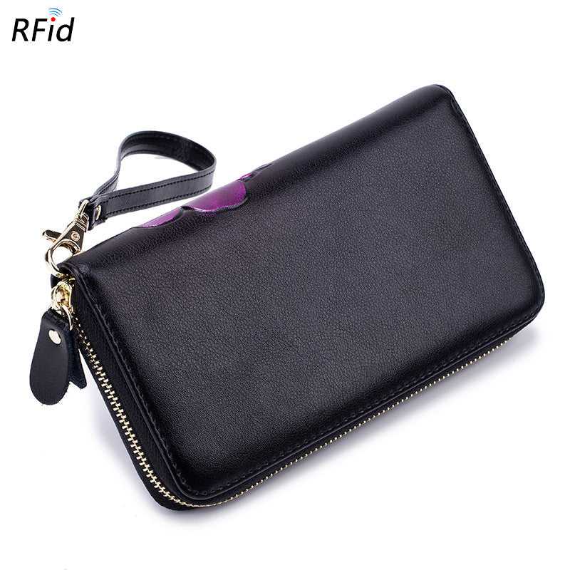 Women's Long Leather Zipper Fashion Personality Cowhide Ladies Wallets