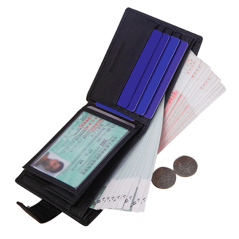 Leather For Man Short Retro Horizontal Zipper Purses