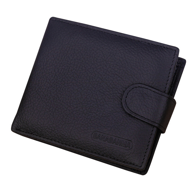 Leather For Man Short Retro Horizontal Zipper Purses