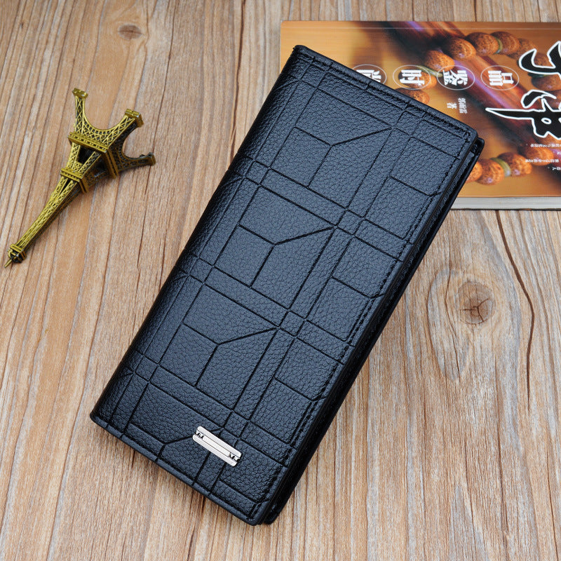 Men's Long Type Fashion Embossing Vertical Open Suit Men's Wallets