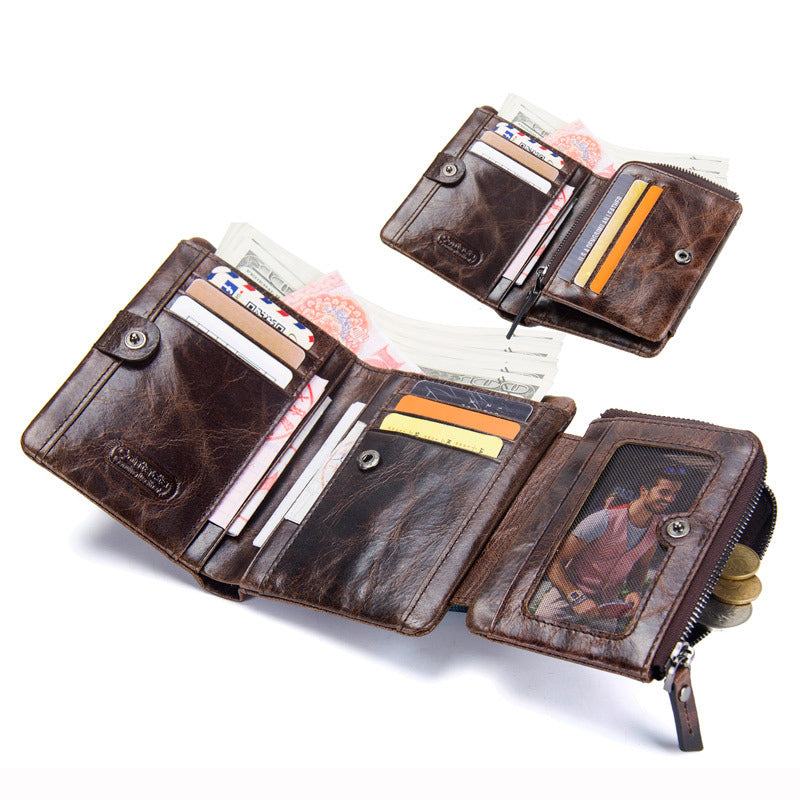Men's Angel Large Capacity Top Layer Cowhide Men's Wallet