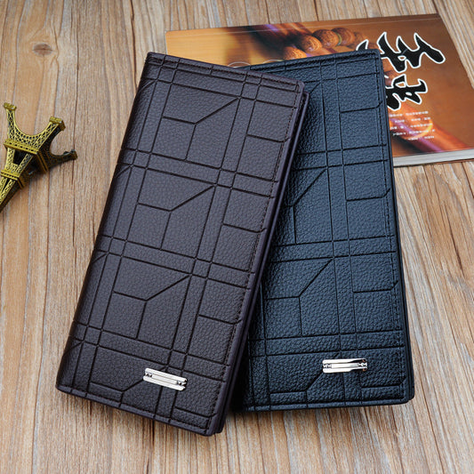 Men's Long Type Fashion Embossing Vertical Open Suit Men's Wallets