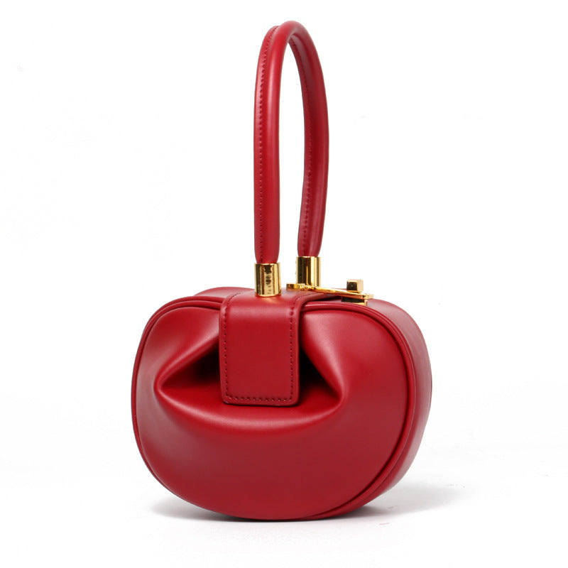 Women's Versatile Design Vintage Wonton Dumpling Genuine Handbags
