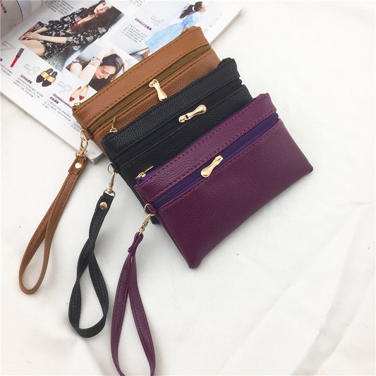 Women's Mini Zipper Lychee Pattern Short Coin Purses