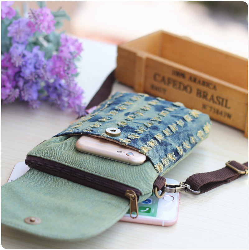 Women's & Men's Trendy Ripped Model Denim Large Screen Phone Bags