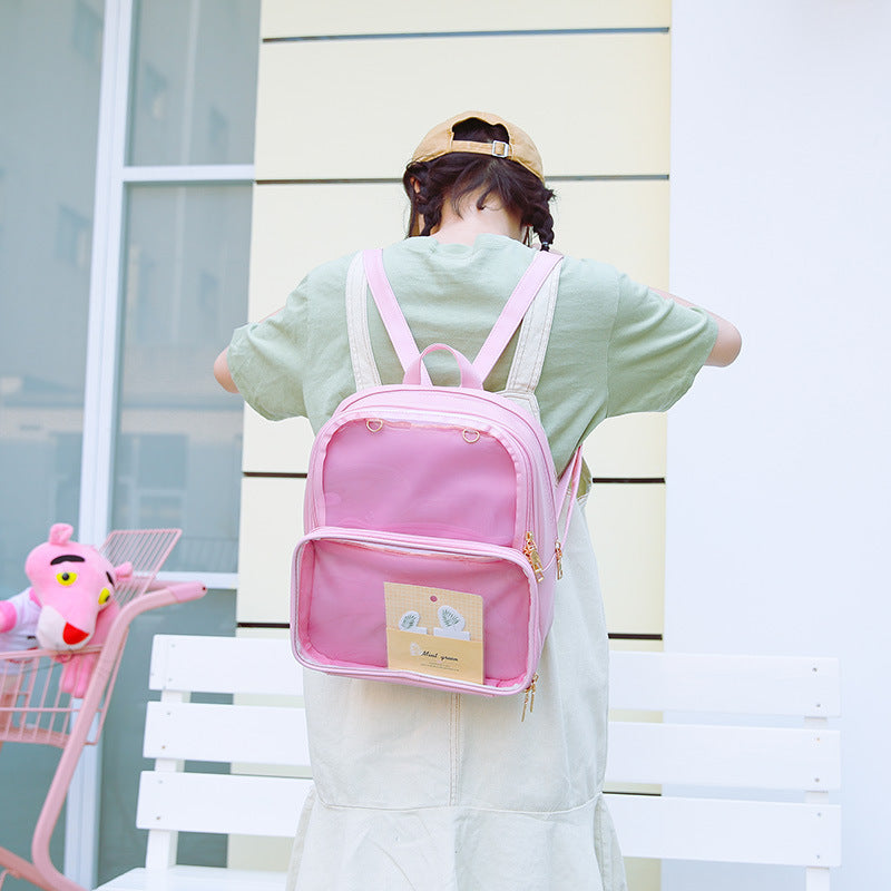 Female Korean Style Fashion Personality Transparent Backpacks
