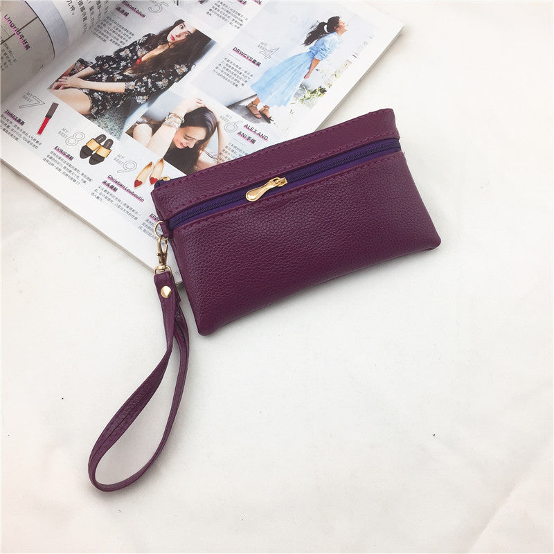 Women's Mini Zipper Lychee Pattern Short Coin Purses