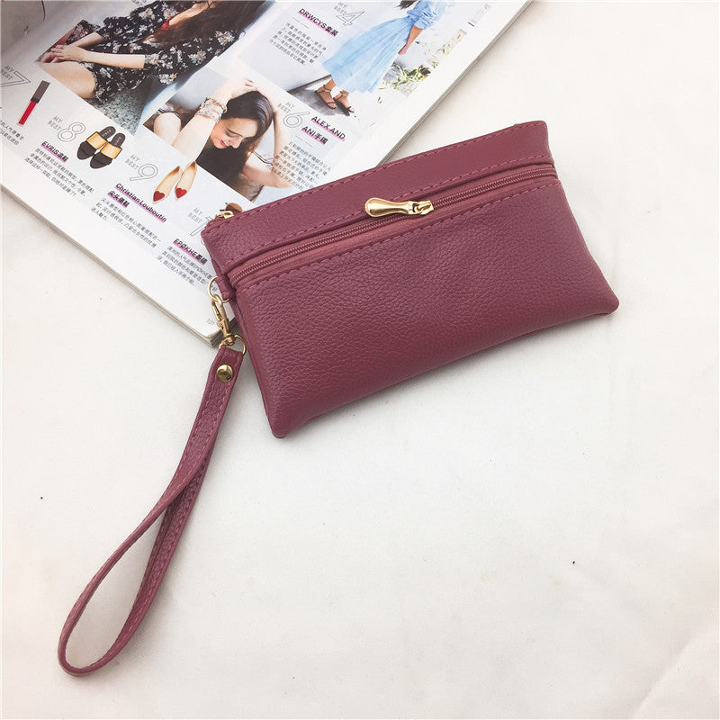 Women's Mini Zipper Lychee Pattern Short Coin Purses