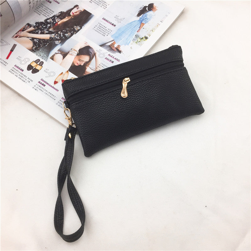 Women's Mini Zipper Lychee Pattern Short Coin Purses