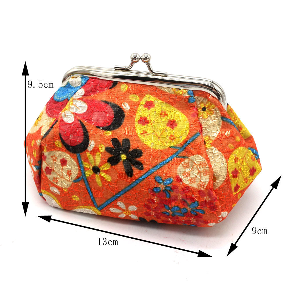 Embroidered Fabric Creative Hand Holding Frame Coin Purses