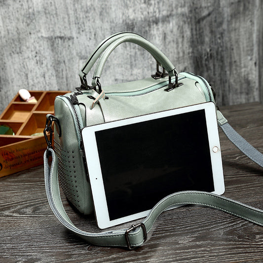 Women's Fashion Retro Oil Waxed Leather Portable Handbags
