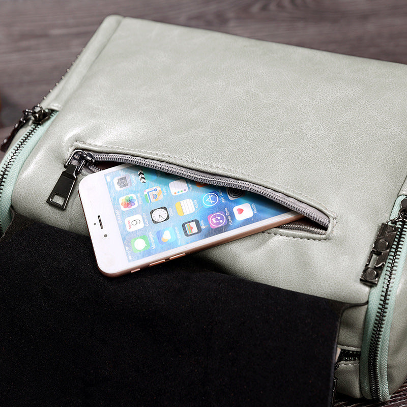 Women's Fashion Retro Oil Waxed Leather Portable Handbags