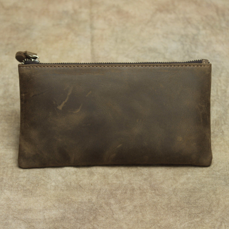 Women's & Men's Minimalist Crazy Horse Leather Long Retro Purses