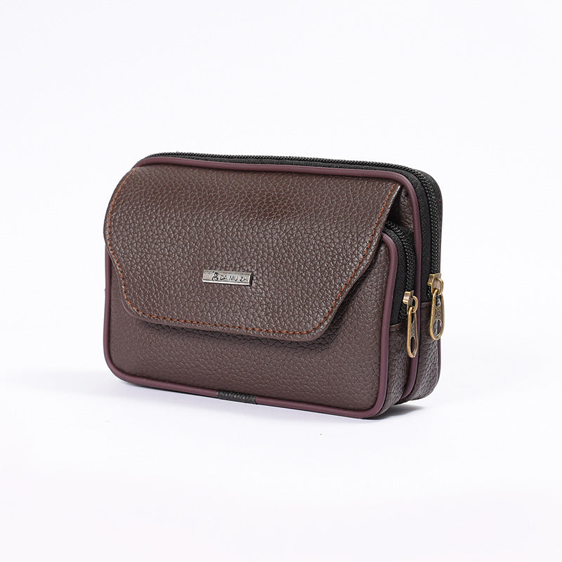 Men's Beautiful Leather Fashion Vertical Cowhide Men's Waist Packs