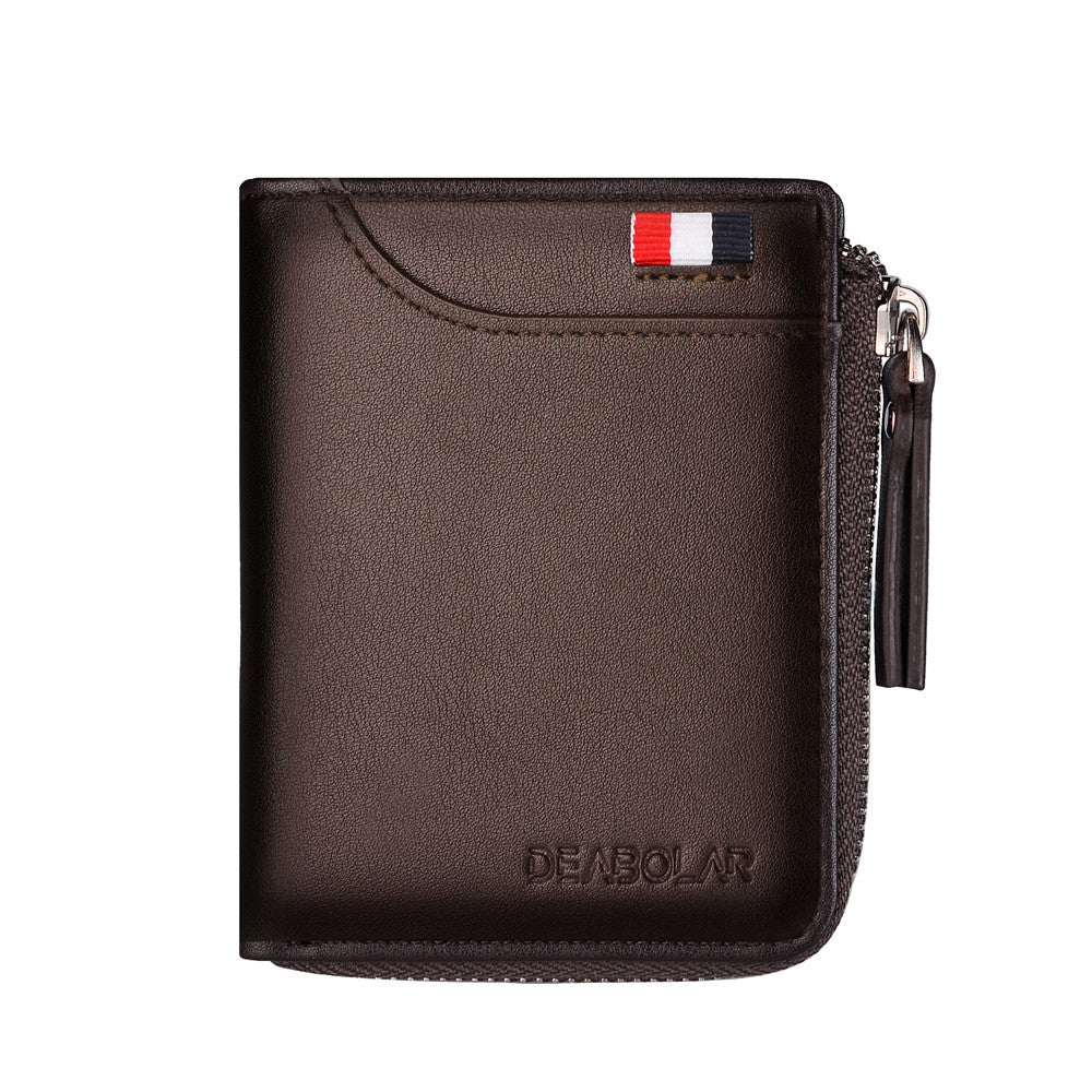 Men's Mid-length Vertical Zipper Driving License Male Card Holder