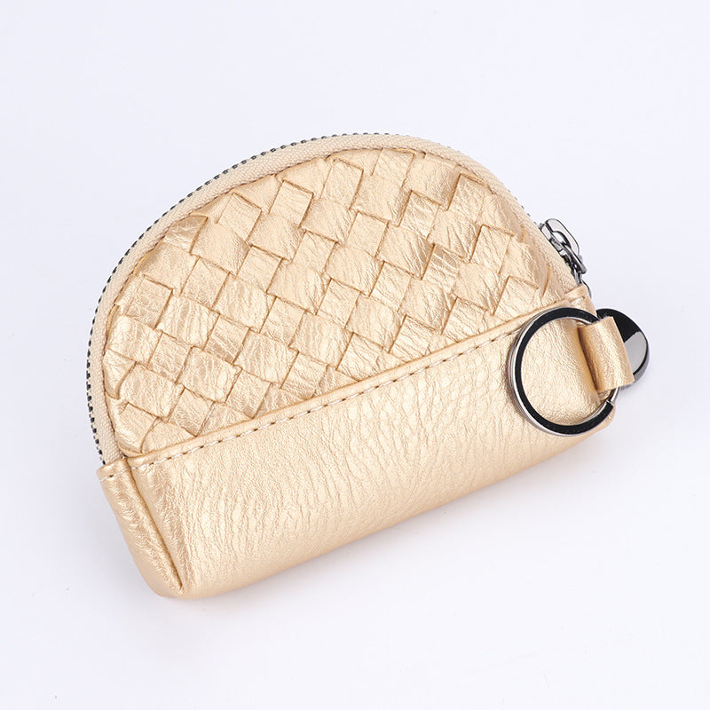 Creative Women's Hand-woven Simple Leather Zipper Ladies Wallet