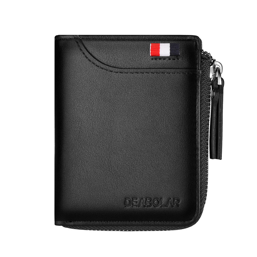 Men's Mid-length Vertical Zipper Driving License Male Card Holder