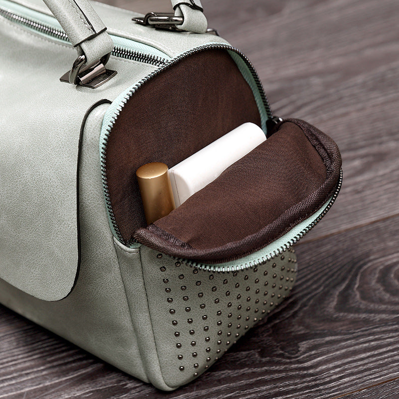 Women's Fashion Retro Oil Waxed Leather Portable Handbags