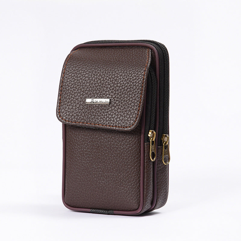 Men's Beautiful Leather Fashion Vertical Cowhide Men's Waist Packs